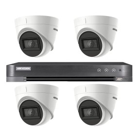 Sistema di videosorveglianza Hikvision 4 telecamere da interno 4 in 1, 8MP, ottica 2.8, IR 60m, DVR 4 canali 4K 8MP