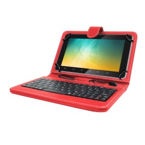 Custodia per tablet con tastiera MRG L-405, per tablet da 10 pollici, tipo C, rossa