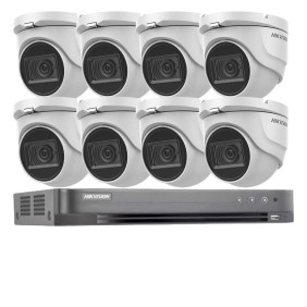Sistema di sorveglianza di base Hikvision 8 telecamere 4 in 1, 8MP, IR 30m, DVR 8 canali 4K, 8MP Hikvision