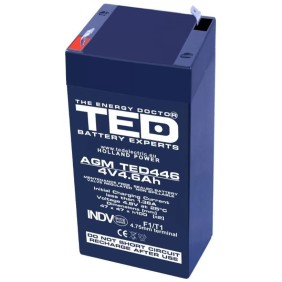 Batteria AGM VRLA, 4V 4,6A, dimensioni 48mm x 52mm xh 101mm, TED Battery Expert Holland