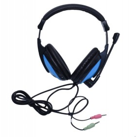 Cuffia standard per gaming, scuola, call-center con connessione PC, microfono regolabile modello LH-760, 2m, Blu