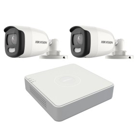 Sistema di sorveglianza Hikvision 2 telecamere 5MP ColorVU, 2,8mm, luce bianca 20m, DVR 4 canali