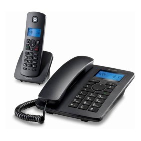Set di 2, telefono fisso DECT combinato Motorola C4201, nero