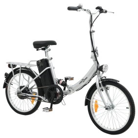 vidaXL Bicicletta elettrica pieghevole con batteria agli ioni di litio, lega di alluminio, 20 pollici, 90 x 53 x 70 cm, argento