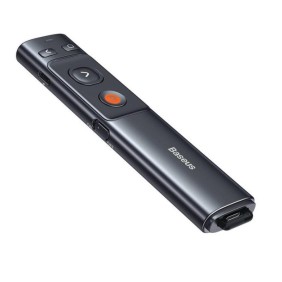 Baseus Orange Dot Presenter multifunzione wireless, 2.4 GHz, USB e USB-C, 250 mAh, puntatore laser verde, Universale, Grigio