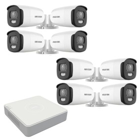 Sistema di videosorveglianza Hikvision 8 telecamere esterne ColorVu 5MP, luce bianca 40m, DVR 8 canali Hikvision
