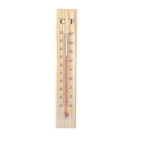 Termometro analogico da parete, Alcool, Celsius e Fahrenheit, LEGNO, Interno/esterno, 40 x 7 cm, - 40 + 50 °C, - 40 + 120 °F