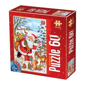 D-Toys Puzzle di Babbo Natale con giocattoli e animali 60 pezzi