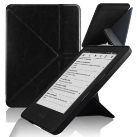 Cover compatibile con Amazon Kindle, custodia, pelle/policarbonato, nera