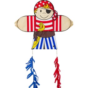 Aquilone acrobatico per bambini, Pirata, multicolore, 5+ anni, inclusa corda in poliestere 17kp, 60m, 64x71cm