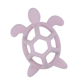 ZEQAS giocattolo da dentizione per neonati, design gradevole e accattivante a forma di tartaruga, facile da maneggiare, lavabile, in silicone alimentare, senza BPA, 3 mesi+, colore rosa