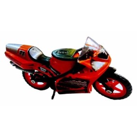 Motocicletta giocattolo, metallica, con cric, arancione, 9 cm