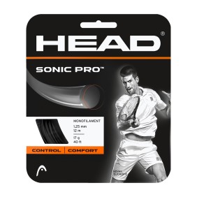 Attacco racchetta tennis Sonic Pro, HEAD, Spessore 1,25 mm, Lunghezza 12 m, Nero