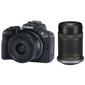 Fotocamera mirrorless CANON EOS R50, 24,2 MP, 4K, Wi-Fi, obiettivo RF-S 18-45 mm e 55-210 mm, Nero
