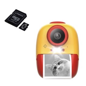 Foto-videocamera digitale per bambini, THD Pixel D10M, stampante termica, risoluzione 24 megapixel, fotocamera selfie, scheda microSD 32GB, giallo
