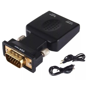 Adattatore VGA maschio splitter, HDMI femmina e Jack 3,5mm femmina, risoluzione Full HD 1080p, Nero, RBT-BBL8112