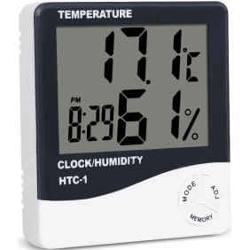 Termometro e igrometro per fotocamera digitale Merkie, design sottile, orologio, funzione min/max, supporto supporto, sottile, bianco