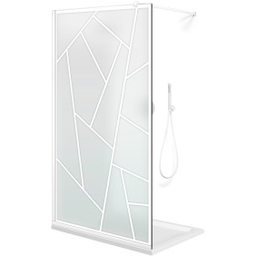 Parete doccia walk-in Aqua Roy ® White, modello Atlas bianco, vetro satinato da 8 mm, fissato, anticalcare, 110x195 cm