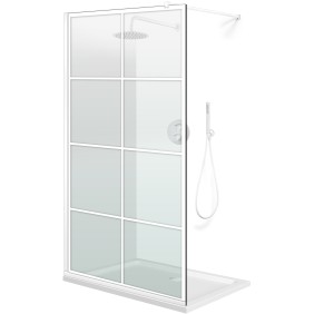 Parete doccia walk-in Aqua Roy ® White, modello Mode bianco, vetro trasparente 8 mm, fissata, 120x195 cm