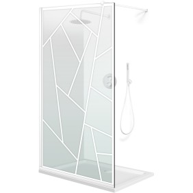Parete doccia walk-in Aqua Roy ® White, modello Atlas bianco, vetro trasparente 8 mm, fissato, anticalcare, 80x195 cm