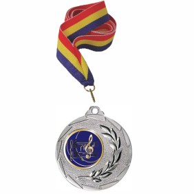 Medaglia musicale in argento con cordone tricolore da 11 mm