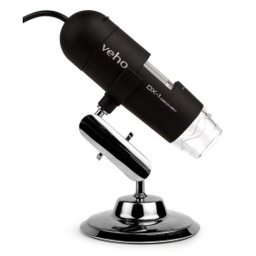 Microscopio digitale con supporto, Veho, 200x, USB, Nero/Argento