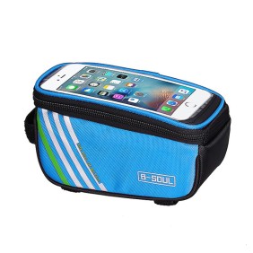 Borsa da bicicletta con custodia impermeabile per telefono, montaggio al telaio, compatibile con Samsung Galaxy S7 Edge, S8, S8 Plus, Note 5, 8, iPhone X, 7, 8 Plus e Huawei - Colore Nero/Blu