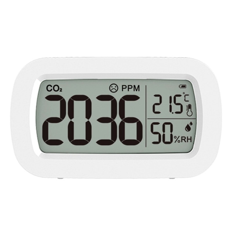 Dispositivo portatile per il monitoraggio della qualità dell'aria, rilevatore del livello di anidride carbonica CO2, Pelle, sensori di temperatura e umidità, digitale, bianco