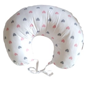 Modello comfort e sostegno per l'allattamento al seno bianco con pelli grigie e rosa