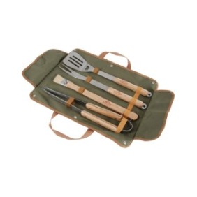 Set di utensili per barbecue, 4 pezzi, in acciaio inossidabile e legno di frassino, Esschert Design