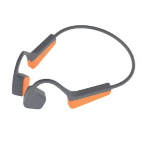 Cuffie wireless a conduzione ossea per lo sport, BS17 Langsdom, a vibrazione, con microfono, autonomia 11h, resistenza all'acqua IPX-6, Bluetooth 5.2, arancio-grigio