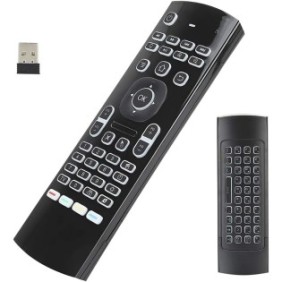 Telecomando universale "Air Mouse" con funzione mouse, telecomando vocale, MX3, wireless, tastiera, USB, Smart TV/PC/laptop, Nero