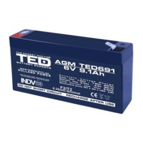 Batteria al piombo AGM VRLA 6V 9.1A 151x34xh95mm F2 TED Battery Expert Olanda TED002990 5949258002990