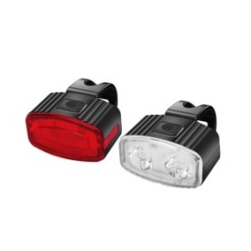 Set faro per bici a LED e freno posteriore, Flippy, ricarica USB, impermeabile, 4 modalità di illuminazione, plastica, bianco/rosso, 10x6x4 cm