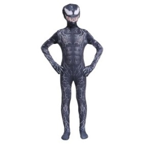 Costume multi-fulmine di Venom per bambini, set maschera, supereroe, lycra, 3-4 anni, 110, nero/bianco