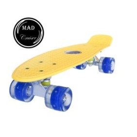 Penny board Mad Cruiser con ruote ABEC 7 LED gialli