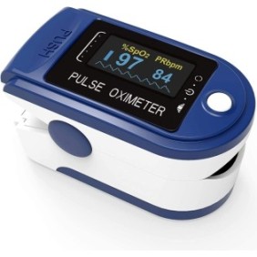 Pulsossimetro, Iso Trade, display OLED, Frequenza cardiaca, Saturazione di ossigeno, Blu