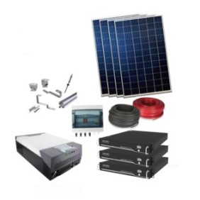 Kit pannello solare fotovoltaico ibrido 5000Wp con batteria al litio 48v