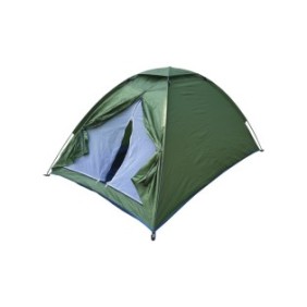 Tenda da Campeggio Singola, Capacità 2 Persone, Dimensioni 1,5x2m, Con Rete Anti-Insetti e Lucernario, Verde