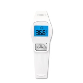 Termometro digitale frontale con infrarossi ad alta precisione, senza contatto, display LCD, bianco
