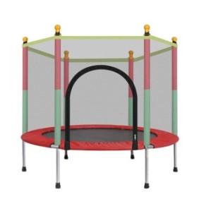 Trampolino per bambini 122x140 cm con rete protettiva, multicolore