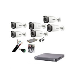 Sistema di sorveglianza Hikvision con 6 telecamere 2MP Color Vu con IR 40m (colore notturno), DVR 8 canali