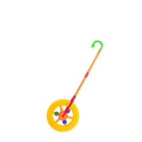 Giocattolo da spingere in plastica per bambini a forma di ruota, giallo, 24 cm
