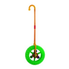 Giocattolo da spingere per bambini in plastica a forma di ruota, verde, 20 cm