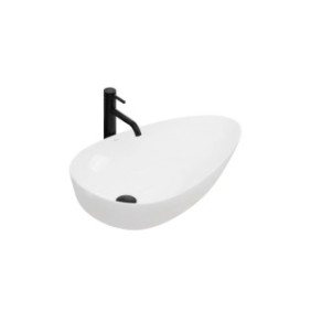 Lavabo da appoggio DSM GRETA, Dimensioni 65,5 x 40 x 13 cm, Ceramica sanitaria, Senza foro per rubinetto, Bianco neve
