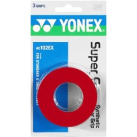 Overgrip Yonex Super Grap AC102EX, set da 3 pezzi, colore rosso scuro (vino rosso)