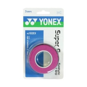 Overgrip Yonex Super Grap AC102EX, set da 3 pezzi, colore rosa