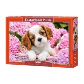 Puzzle Castorland, Cucciolo in Fiori Rosa, 500 pezzi