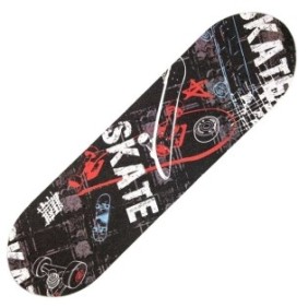 Skateboard con design e base antiscivolo, 71x20 cm, Nero
