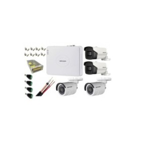 Kit di sorveglianza 4 telecamere Hikvision 2MP, 2 telecamere IR40m e 2 telecamere IR 20m, con accessori